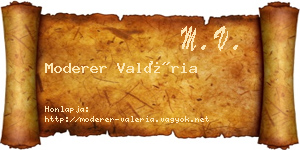 Moderer Valéria névjegykártya